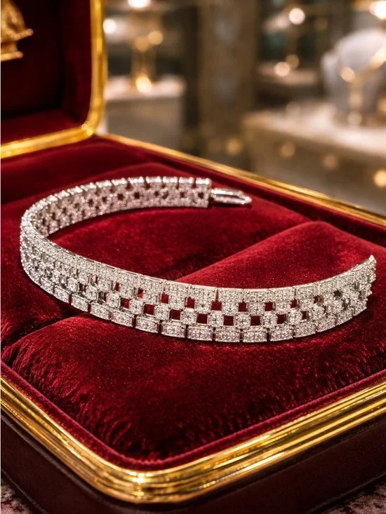 Hollywood Glamour Vintage 925 Silver Art Deco Bracelet - Picture 7 of 10